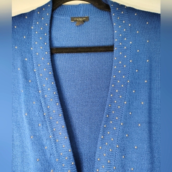 Ann Taylor women's Cardigan knitted,silver studs, oversized,cotton blend sz S. - Picture 4 of 16